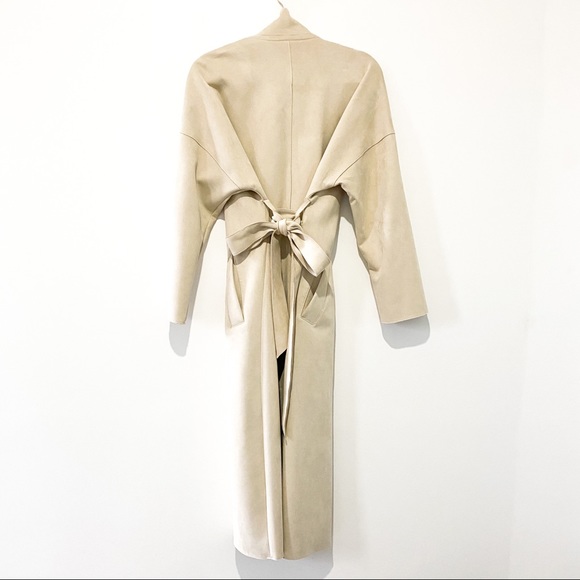 ZARA Faux Tan Suede Trench Coat size Small - Picture 7 of 15